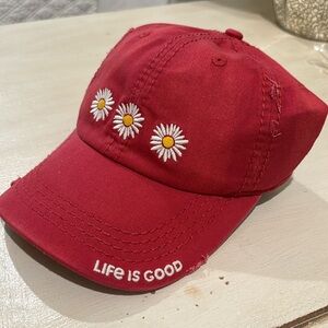 Life Is Good Daisy Hat Red